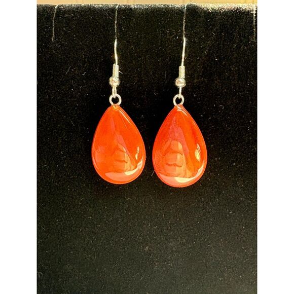 Carnelian Crystal Teardrop Earrings NWT - Picture 7 of 9